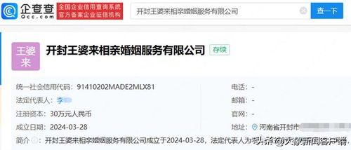 開封王婆被注冊婚介公司